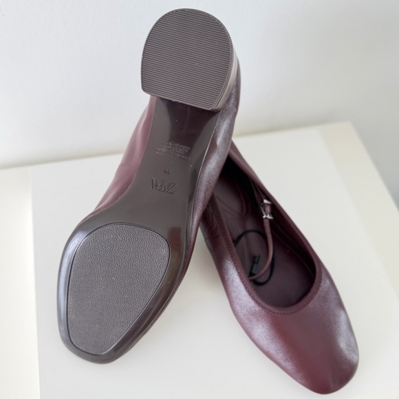ZARA Burgundy Mary Jane Block Heel Pumps EU 39/ US 8-8.5 - Picture 6 of 11